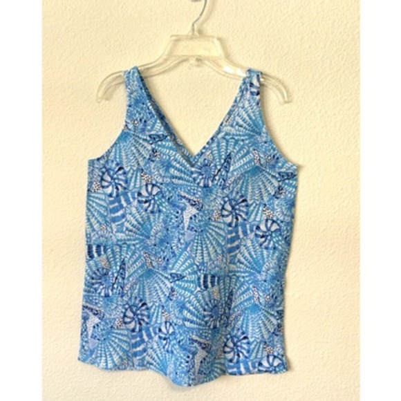 Lilly Pulitzer Linen Tank Blue By the Seashore Sleeveless Top XXS Resort Cruise - Picture 2 of 8
